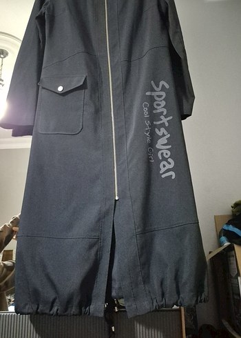 Kadın Siyah Uzun Fermuarlı Spor Kap - Görsel 5