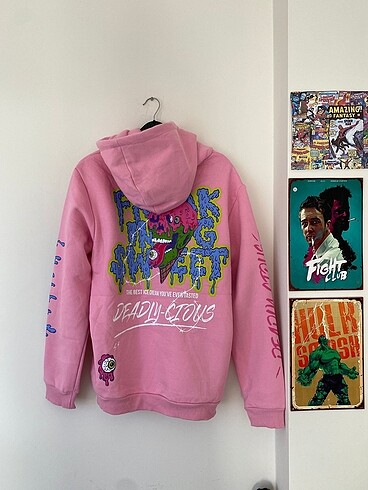 l Beden Bershka Pembe Kapüşonlu Sweatshirt