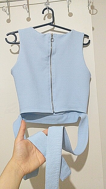 s Beden mavi Renk Crop bluz