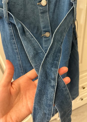 38 Beden lacivert Renk Düğmeli Lacivert Denim Midi kot Elbise