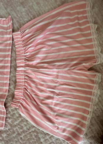 l Beden Pembe Çizgili İp Askılı Midi Pijama Takımı