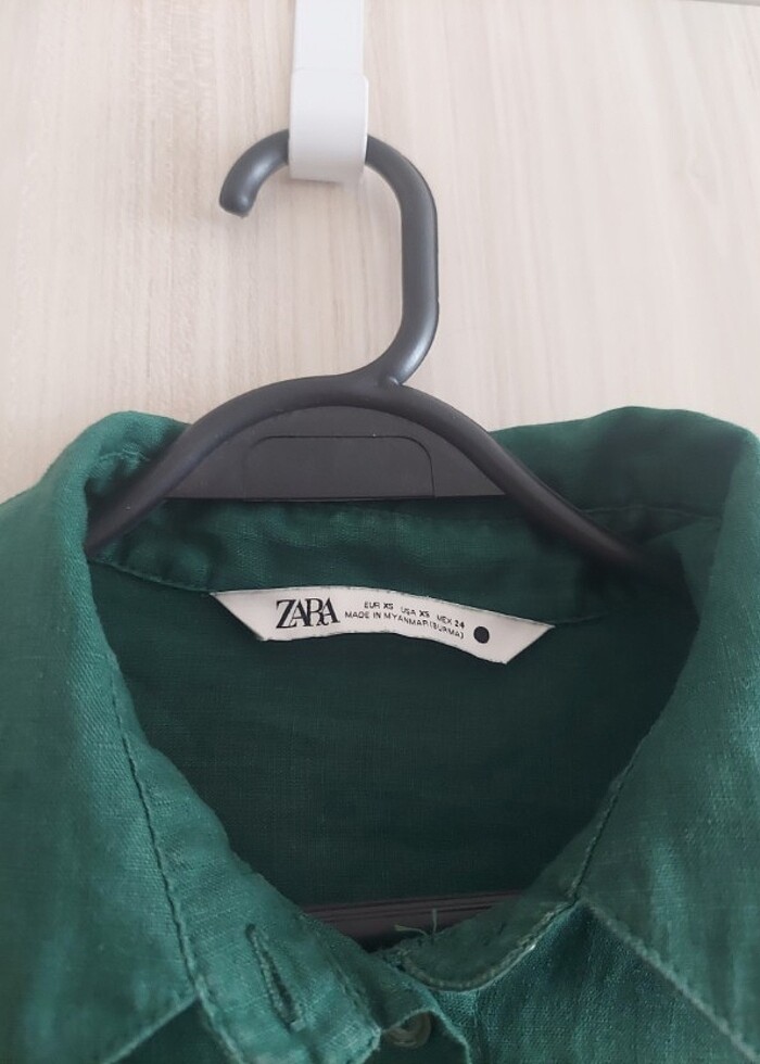 Zara keten gömleği zümrüt yeşili - Görsel 2