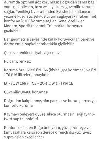 Uvex Pheos CX2 iş Güvenliği koruyucu gözlük - Görsel 7