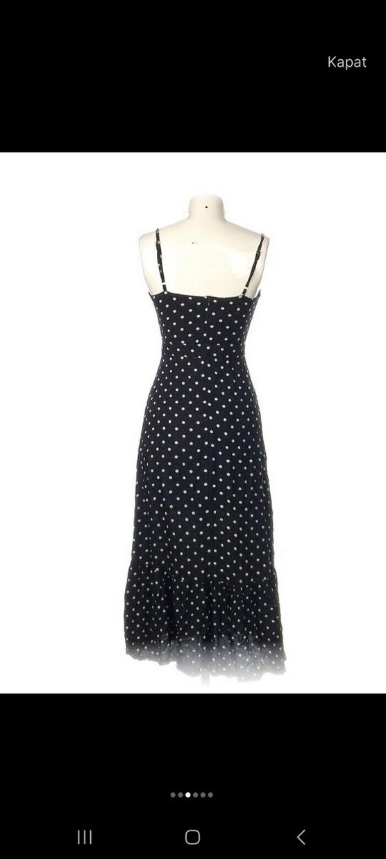 Puantiye Desenli Siyah Uzun Pamuklu Elbise - Görsel 3