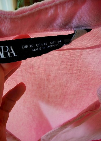 Pembe V Yaka Düğmeli Keten Gömlek zara - Görsel 2