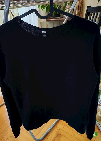 Uniqlo 3D knit Siyah Kadın Bisiklet Yaka İnce Triko Kazak - Görsel 3