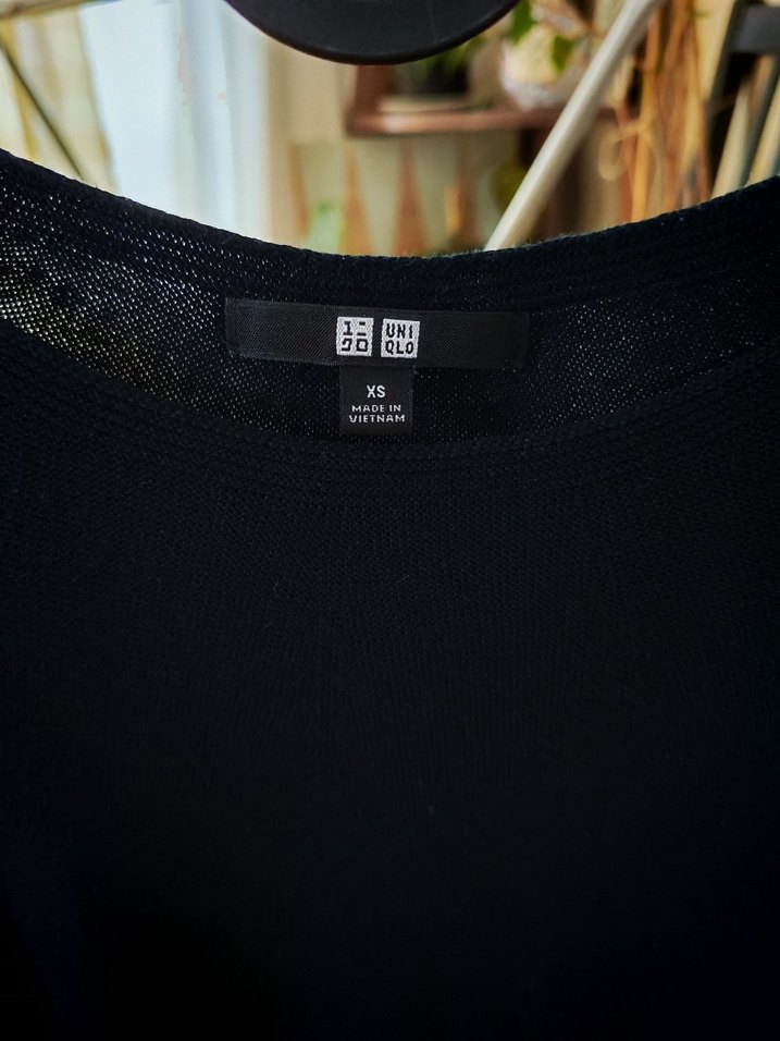 Uniqlo 3D knit Siyah Kadın Bisiklet Yaka İnce Triko Kazak - Görsel 2