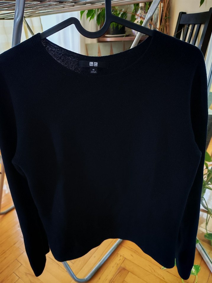 Uniqlo 3D knit Siyah Kadın Bisiklet Yaka İnce Triko Kazak - Görsel 3