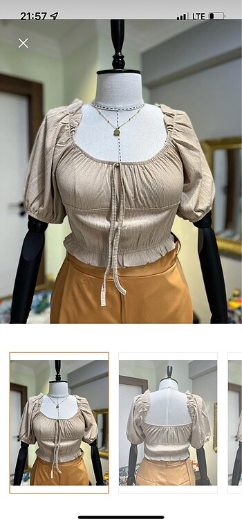 Bej crop bluz