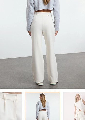 xl Beden Kadın Ekru Regular Fit Kumaş Pantolon