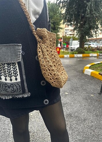 Örgü yandan çanta 