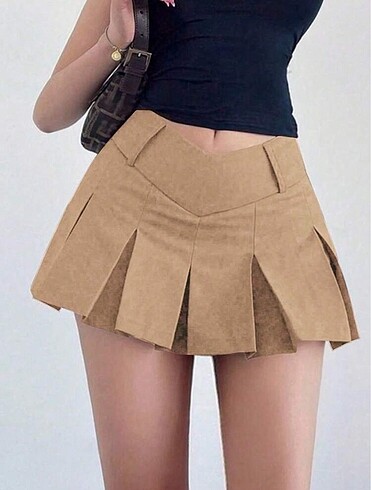 karamel rengi mini etek / Shein