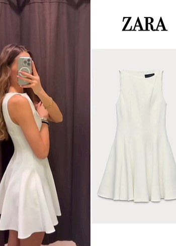 Zara Beyaz Pileli Midi Elbise - Görsel 4