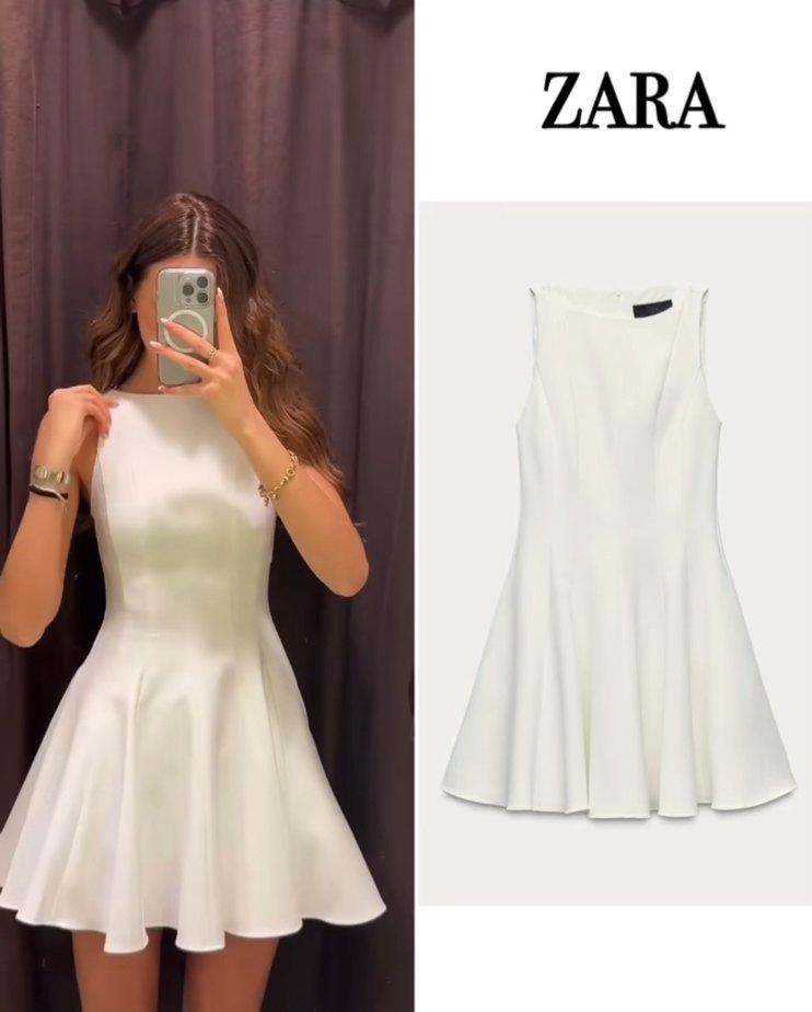 Zara Beyaz Pileli Midi Elbise - Görsel 2