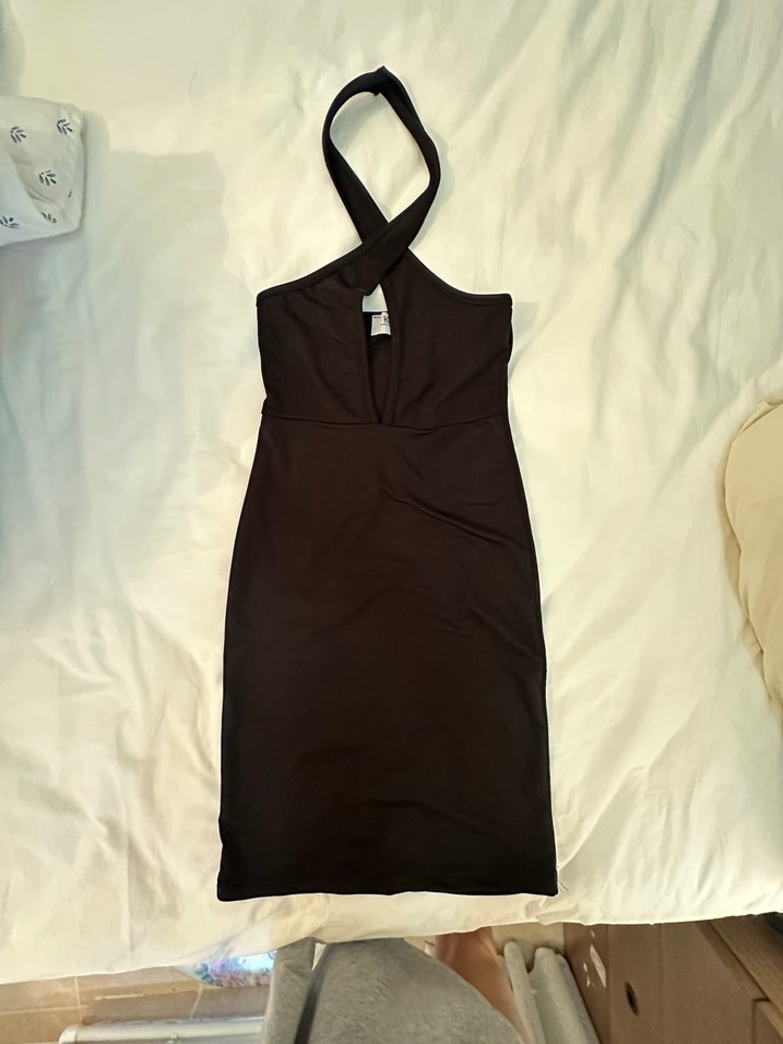 Holly Lolly siyah boyundan bağlamalı şık elbise XS-S - Görsel 4