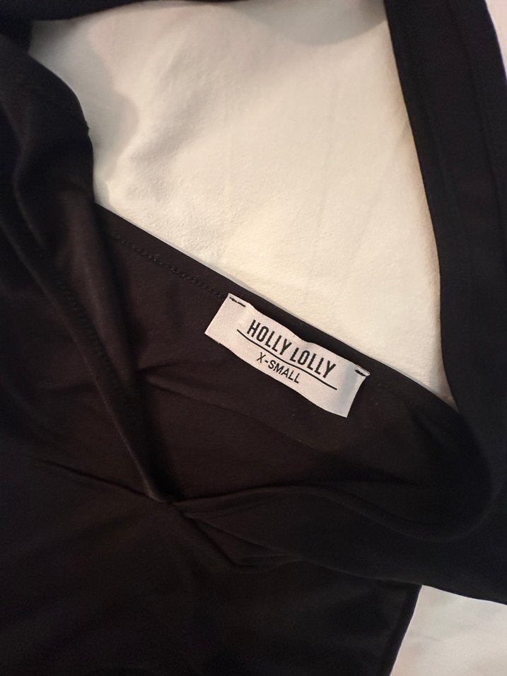 Holly Lolly siyah boyundan bağlamalı şık elbise XS-S - Görsel 5