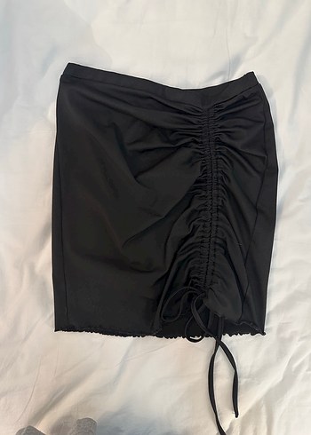 Shein Siyah Büzgülü Mini Etek - Görsel 3