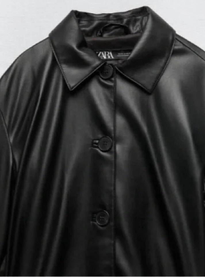 Zara Kemerli Siyah Kadın Deri Ceket - Görsel 2
