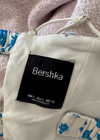 Bershka Mavi Çiçek Desenli Crop Top - Görsel 4