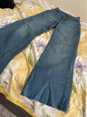 mavi yüksek bel wide leg jeans - Görsel 5