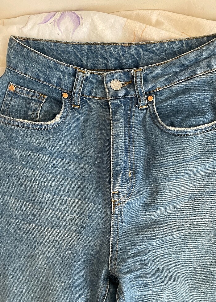 mavi yüksek bel wide leg jeans - Görsel 2