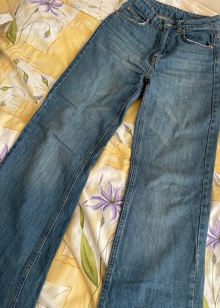 mavi yüksek bel wide leg jeans - Görsel 4