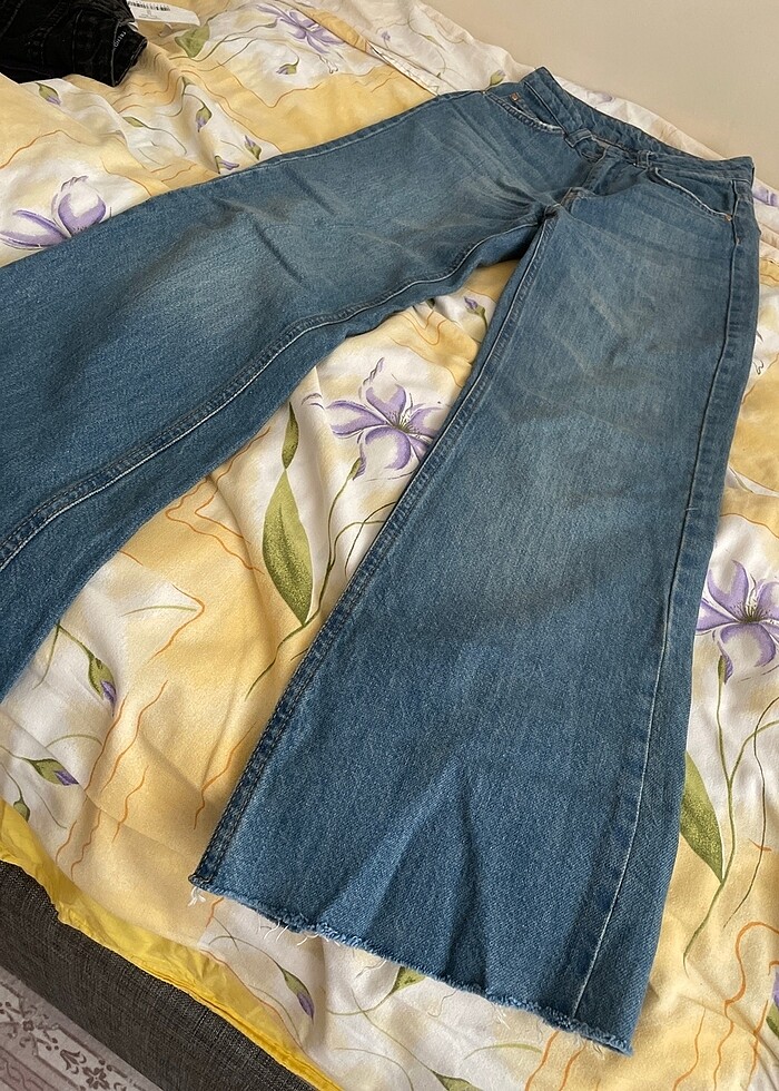 mavi yüksek bel wide leg jeans - Görsel 5