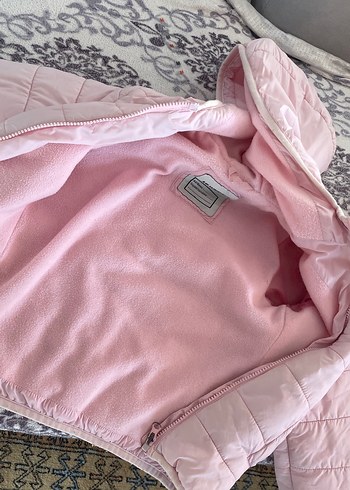 Kız Çocuk Pembe Kapüşonlu Fermuarlı Mont - Görsel 5