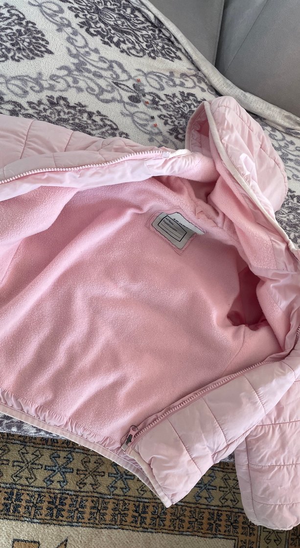 Kız Çocuk Pembe Kapüşonlu Fermuarlı Mont - Görsel 5