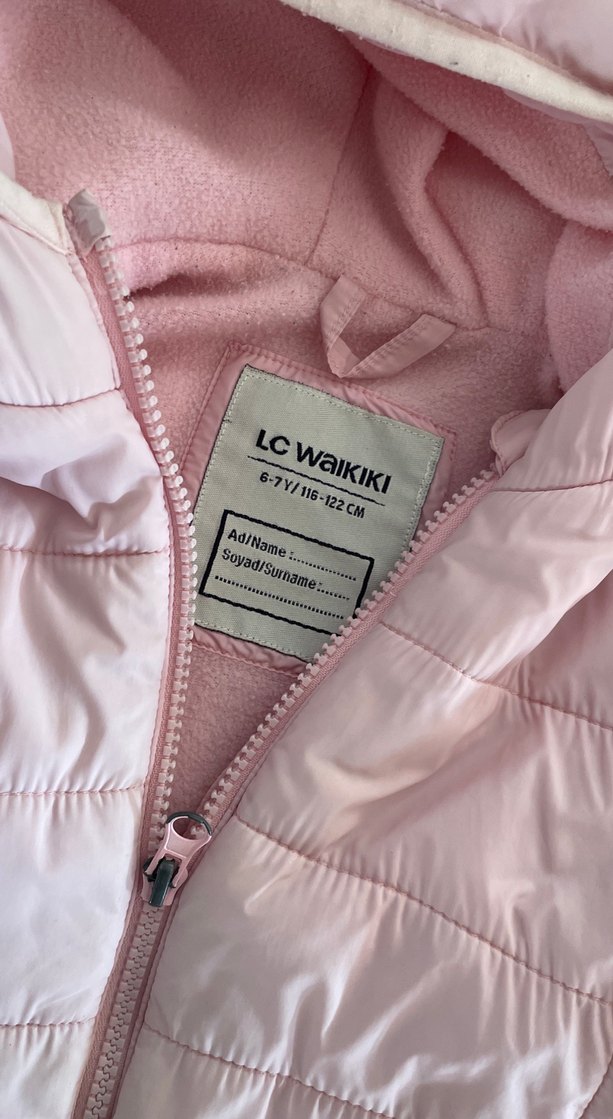 Kız Çocuk Pembe Kapüşonlu Fermuarlı Mont - Görsel 2