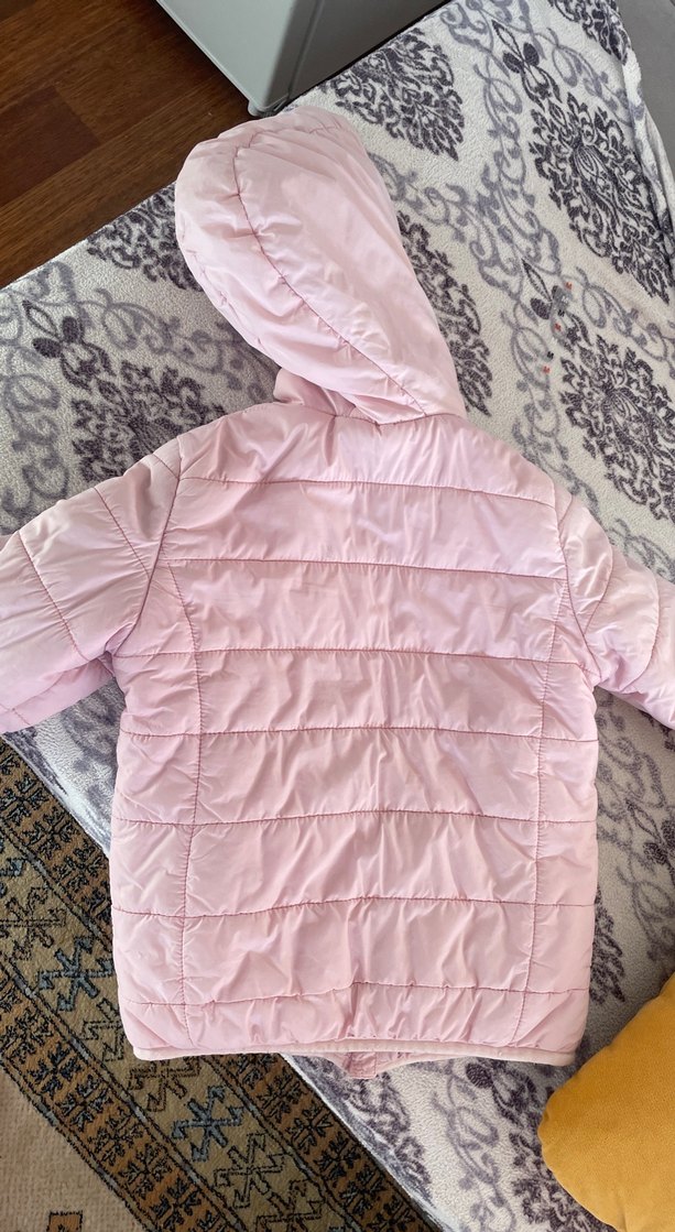 Kız Çocuk Pembe Kapüşonlu Fermuarlı Mont - Görsel 4