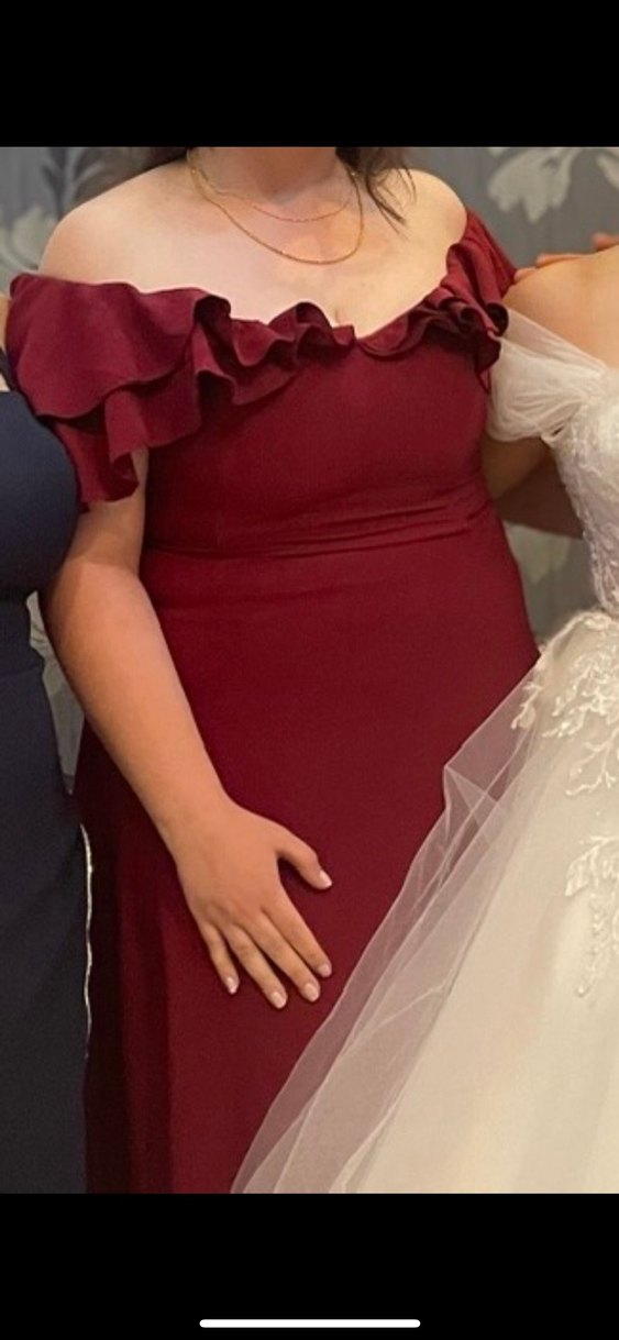 Bordo Drapeli Uzun Abiye Elbise - Görsel 2