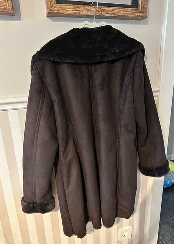 Michael Kors Kahverengi Süet Kürklü Midi Kadın Kaban - Görsel 4