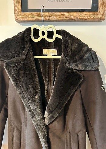 Michael Kors Kahverengi Süet Kürklü Midi Kadın Kaban - Görsel 5