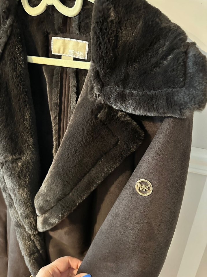 Michael Kors Kahverengi Süet Kürklü Midi Kadın Kaban - Görsel 2