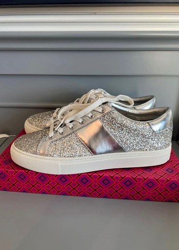 Tory Burch Orijinal Kadın Parlak Simli Sneaker - Görsel 6