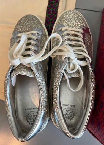 Tory Burch Orijinal Kadın Parlak Simli Sneaker - Görsel 7