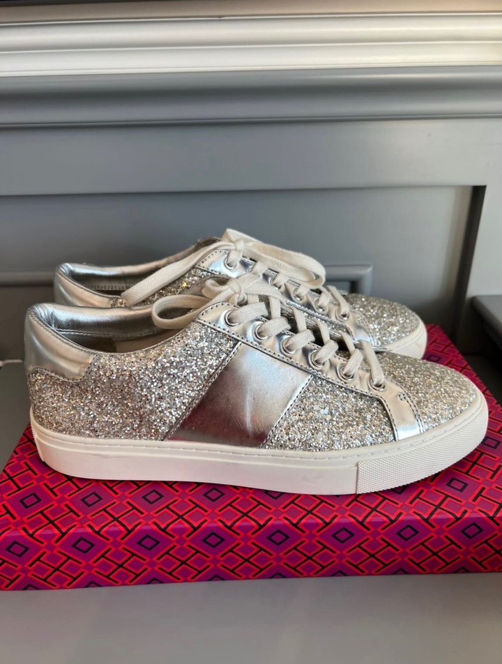 Tory Burch Orijinal Kadın Parlak Simli Sneaker - Görsel 3