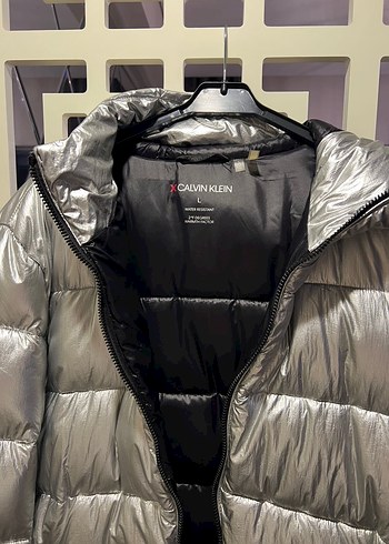 Calvin Klein Gri Metalik Erkek Mont Kaban - Görsel 5