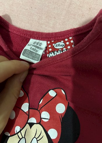 Kız Çocuk Kırmızı Minnie Baskılı Uzun Kollu badi - Görsel 2