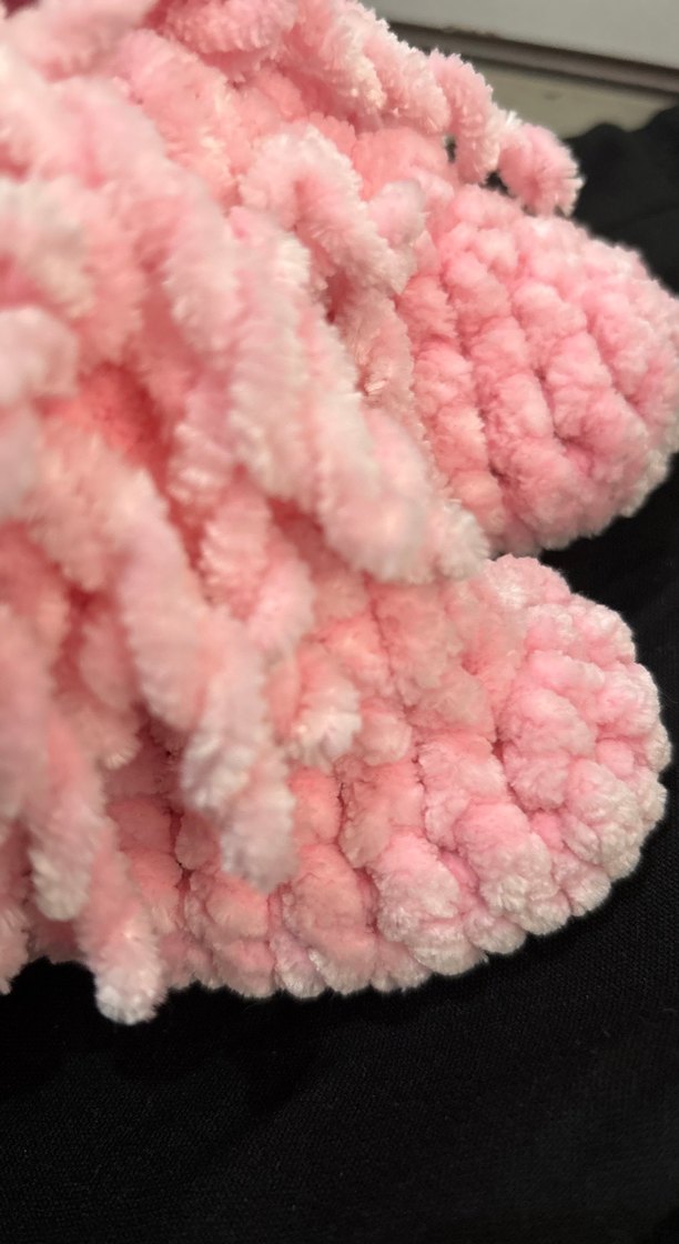 Kızlar için Pembe Örgü Sıcak Ev Terliği - Görsel 5