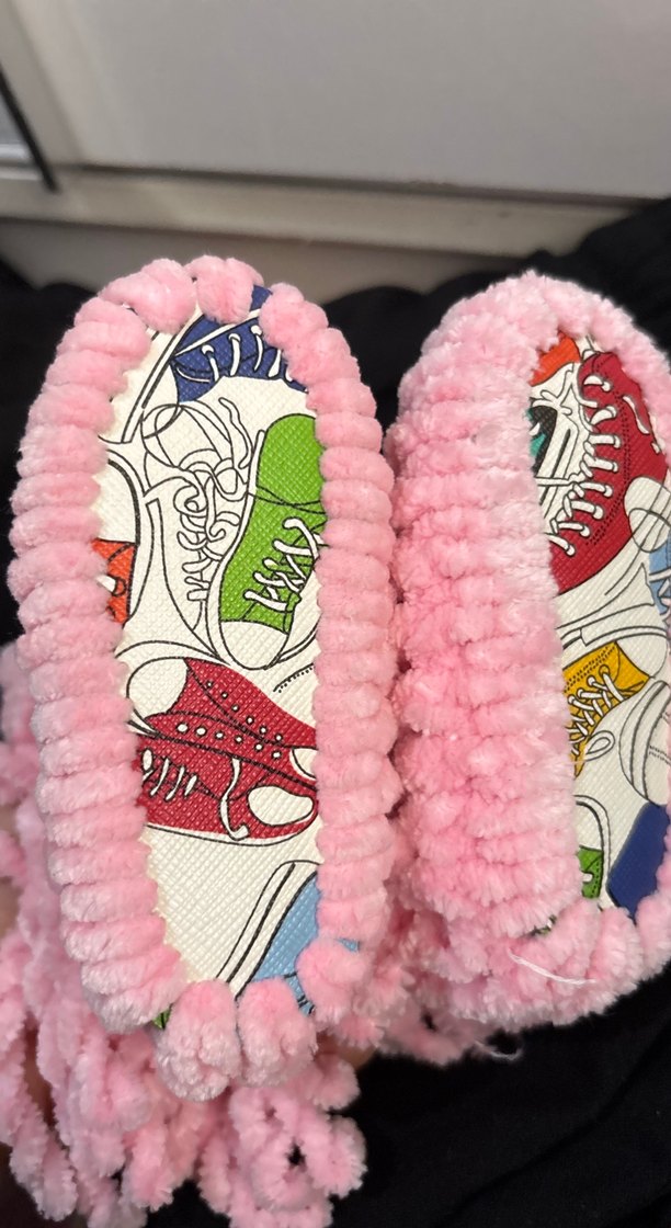 Kızlar için Pembe Örgü Sıcak Ev Terliği - Görsel 3