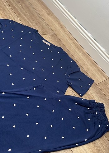 Diğer Rahat Kesim Uzun Kollu Mavi Pijama Takımı