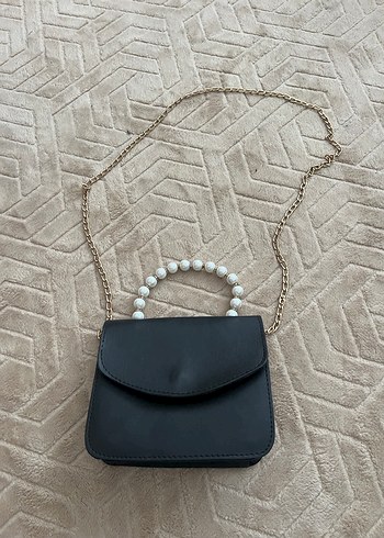 Boncuklu Siyah Deri Kadın Çanta - Görsel 3