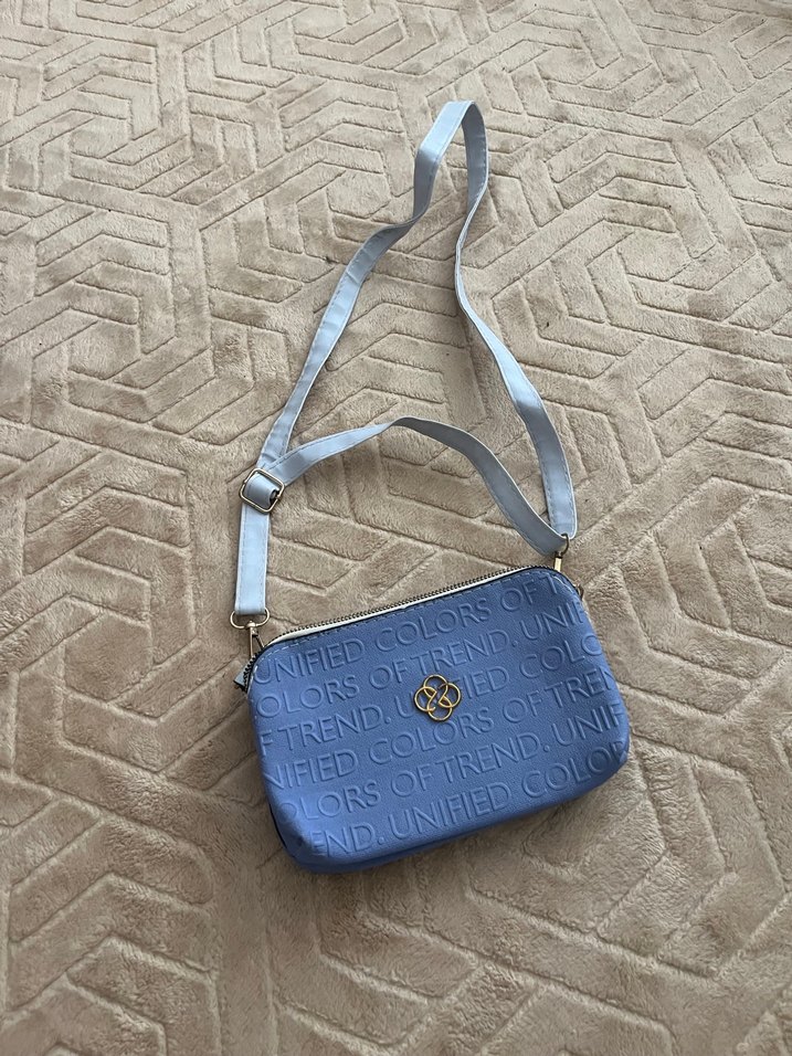 Mavi Kadın Çapraz Askılı Çanta Fermuarlı askılı çanta mavi çanta - Görsel 2