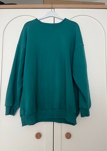 Kadın Yeşil Oversize Sweatshirt sweatshirt Sweat - Görsel 4