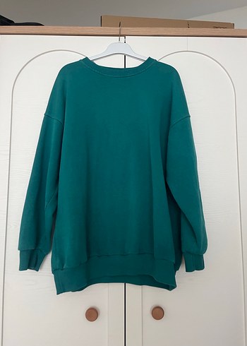 Kadın Yeşil Oversize Sweatshirt sweatshirt Sweat - Görsel 5