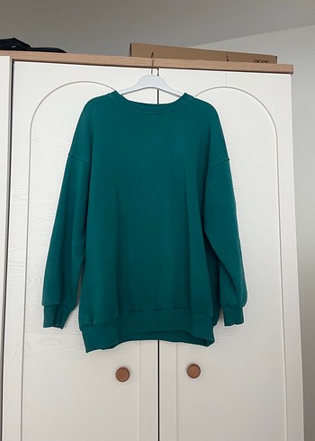 Kadın Yeşil Oversize Sweatshirt sweatshirt Sweat - Görsel 2