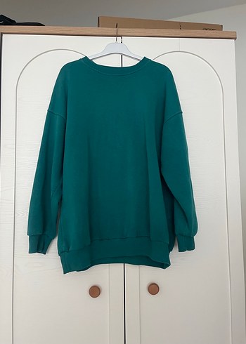 Kadın Yeşil Oversize Sweatshirt sweatshirt Sweat - Görsel 3