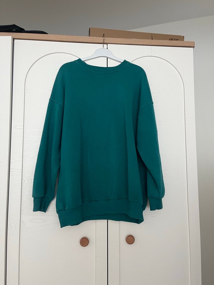 Kadın Yeşil Oversize Sweatshirt sweatshirt Sweat - Görsel 2